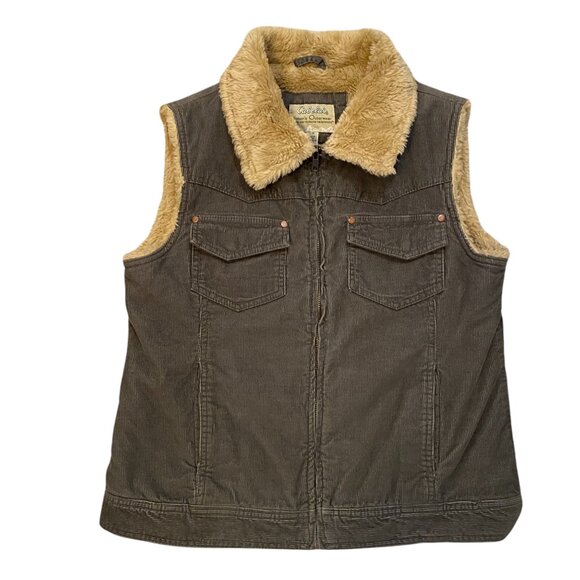 Cabela’s Corduroy Sherpa Trucker Vest Olive Chore Barn Ranch Utility Western-L - Picture 16 of 16